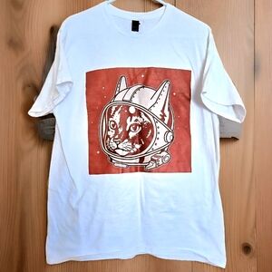 Felicette, The French Space Cat T-shirt Red On White Gilden Sz L